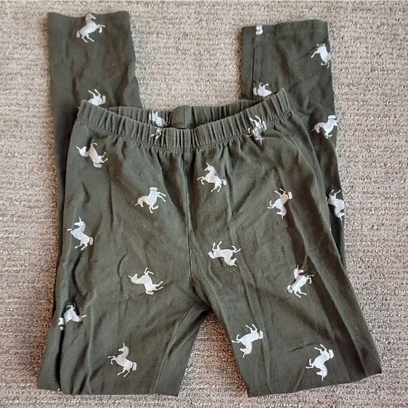 🤸‍♀️3 for 12🤸‍♂️ GAP Kids Everyday Leggings Green Unicorn Large - Picture 1 of 3